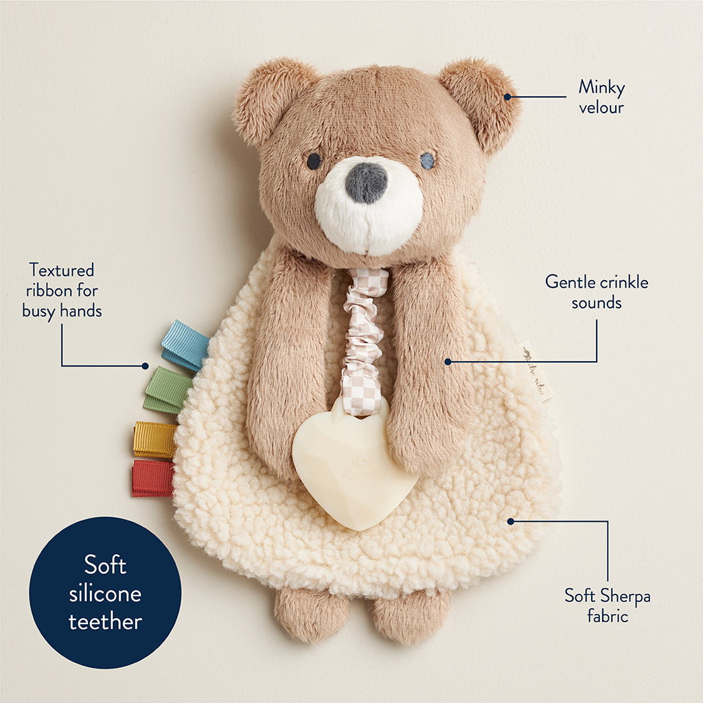 Itzy Lovey™ Plush and Teether Toy - Theo the Bear