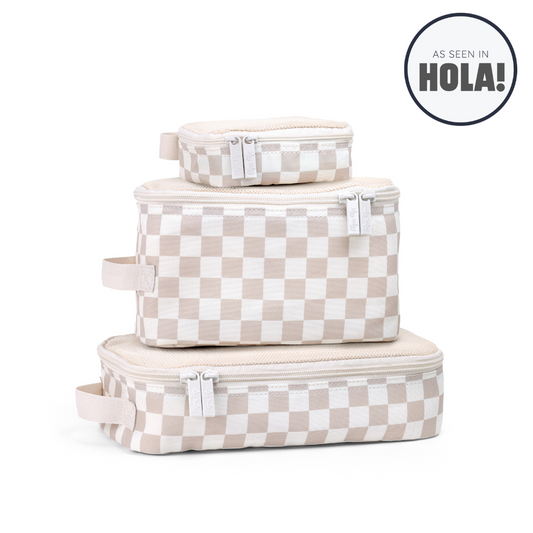 Pack Like A Boss™ Packing Cubes Diaper Bag Accessories Itzy Ritzy Taupe Checkerboard