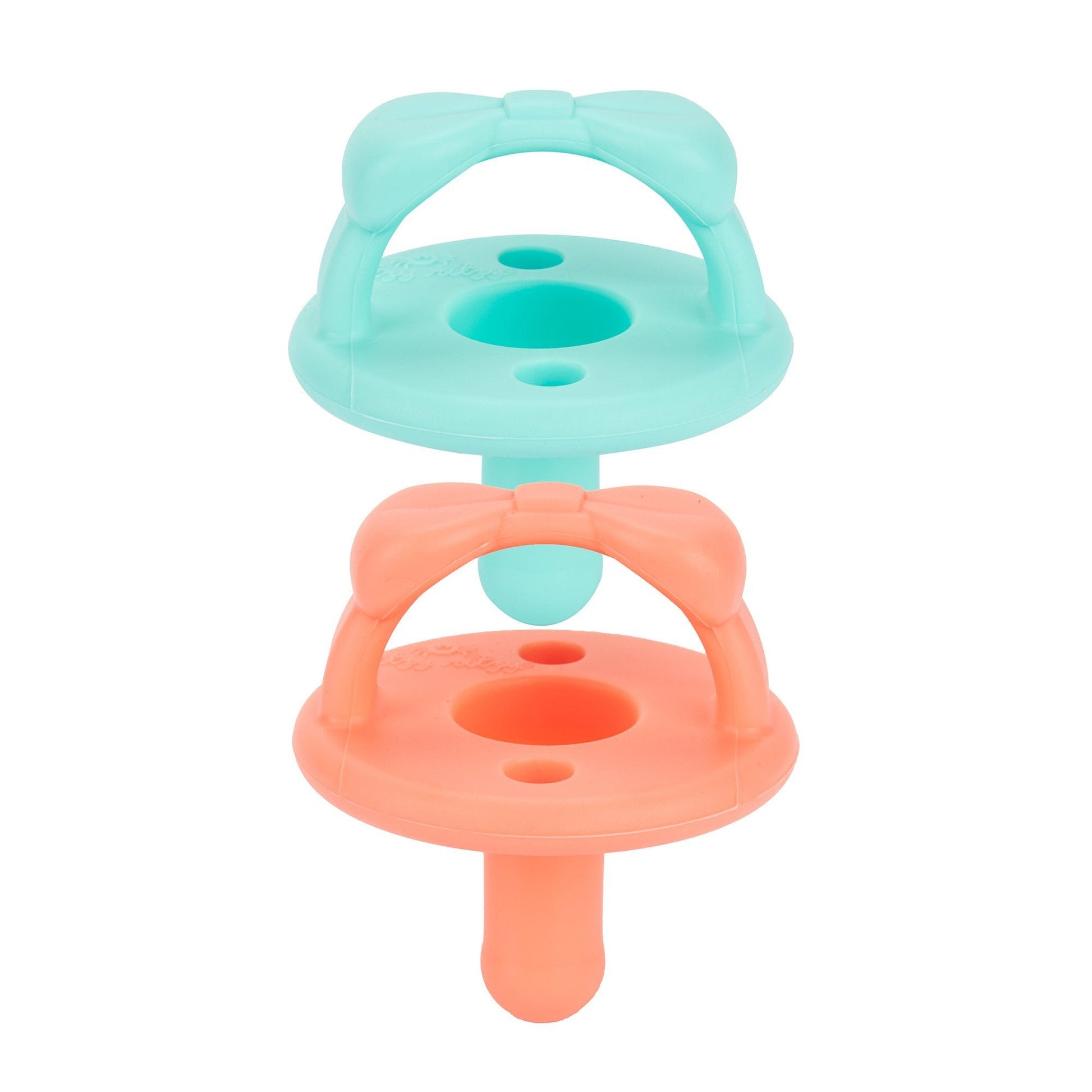 Sweetie Soother™ - Pacifier 2-Pack Pacifiers & Loveys Itzy Ritzy Aquamarine and Peach Bows