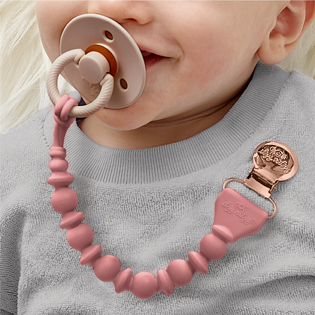 Sweetie Strap™ - Beaded Pacifier Clip Pacifiers & Loveys Itzy Ritzy Rosewood Beaded Clip