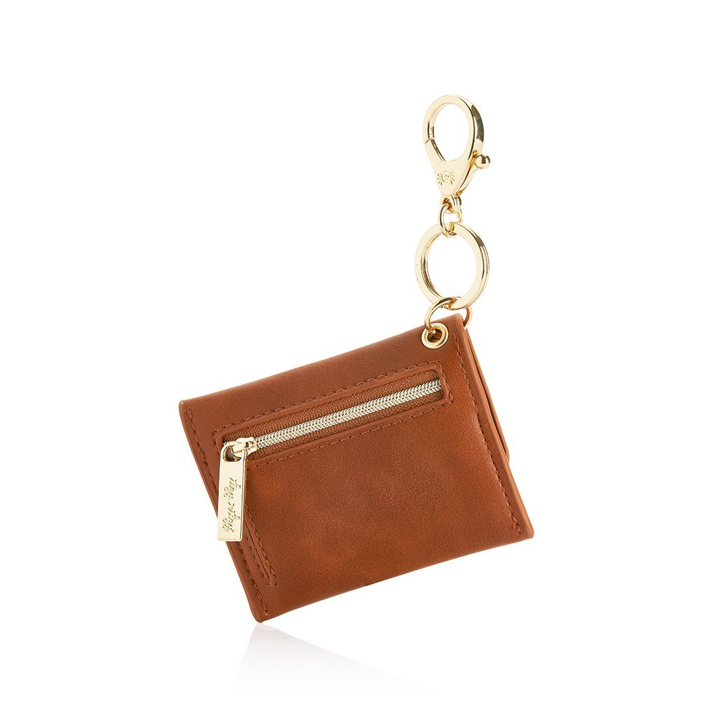 Itzy Mini Wallet™ Card Holder and Key Chain Charm Diaper Bag Accessory Itzy Ritzy Cognac