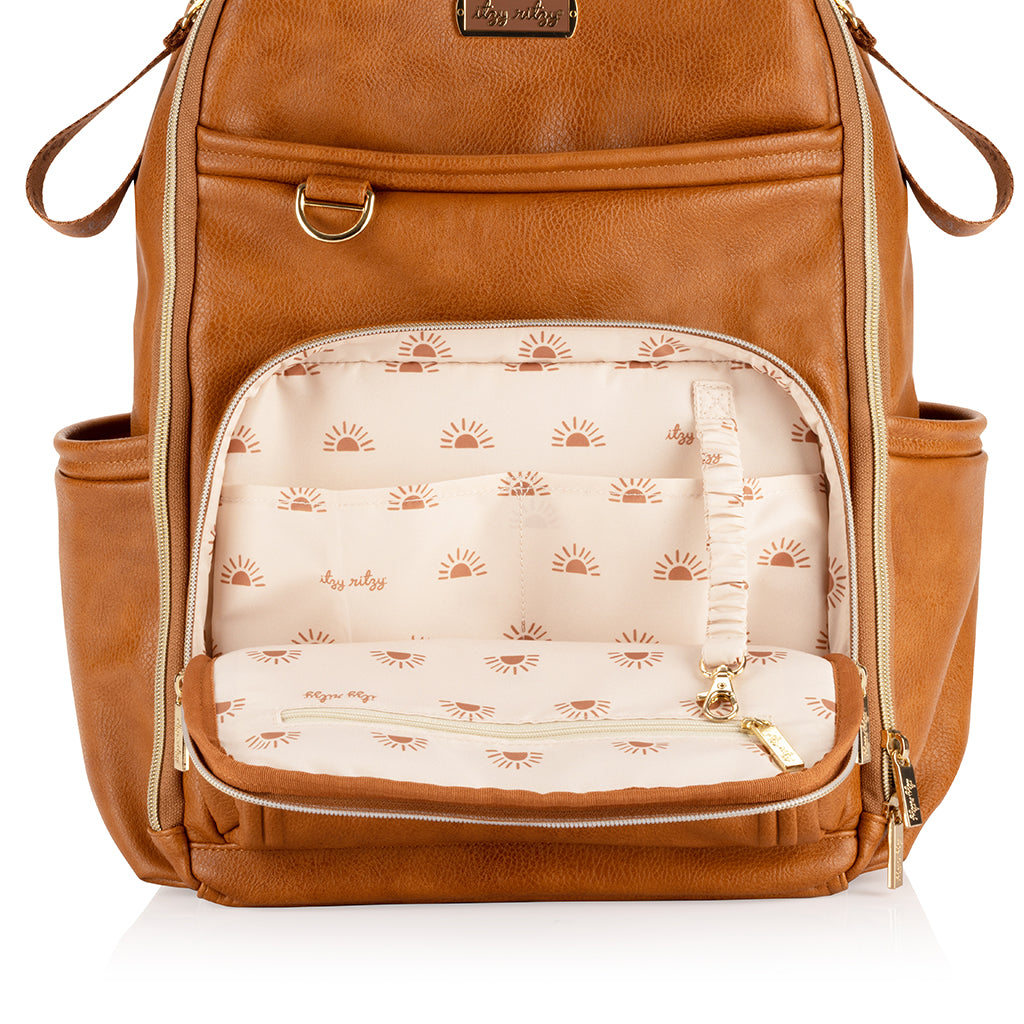 Boss Plus™ Large Diaper Bag Backpack Diaper Bag Itzy Ritzy® Cognac