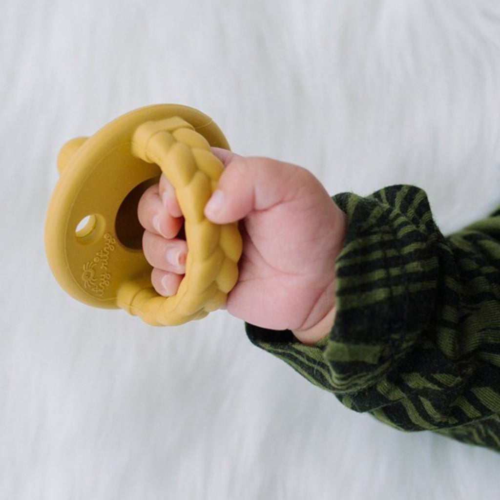 Sweetie Soother™ - Pacifier 2-Pack Itzy Ritzy Dark Gray and Mustard Braids