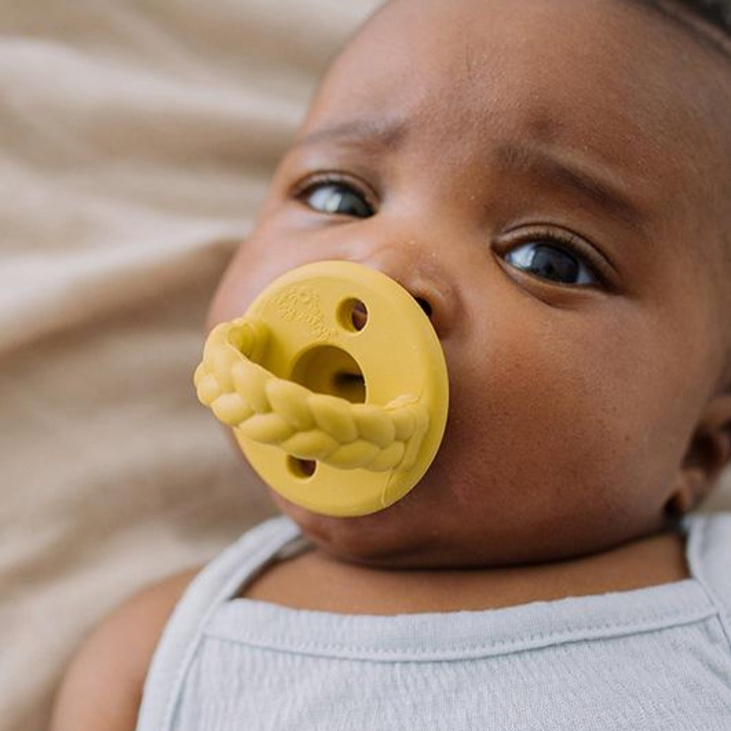 Sweetie Soother™ - Pacifier 2-Pack Itzy Ritzy Dark Gray and Mustard Braids