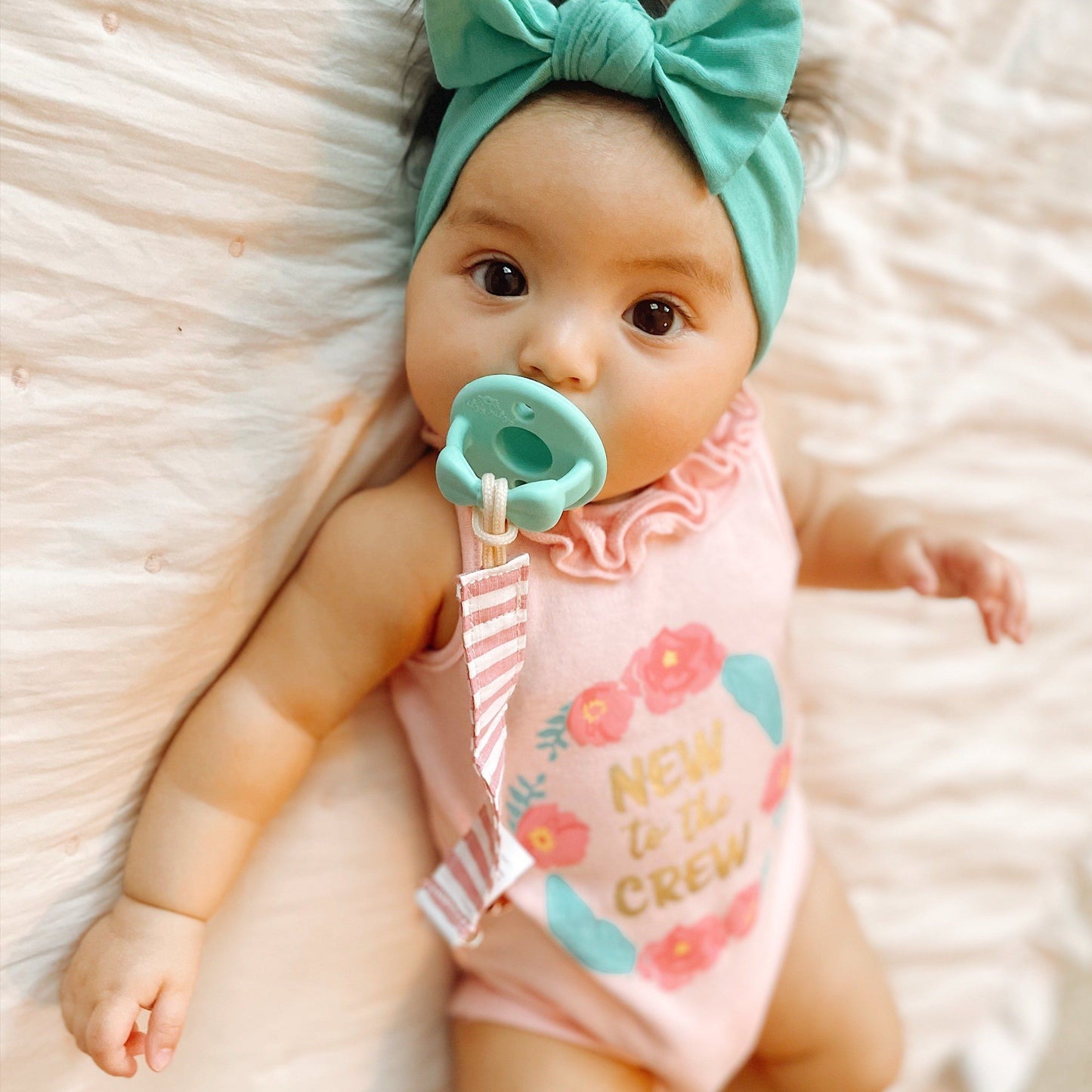 Sweetie Soother™ - Pacifier 2-Pack Pacifiers & Loveys Itzy Ritzy Aquamarine and Peach Bows