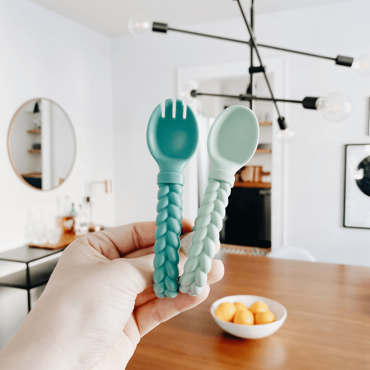 Cyber Sweetie Spoons™ - Silicone Baby Fork + Spoon Set Feeding & Breastfeeding Itzy Ritzy® Mint 