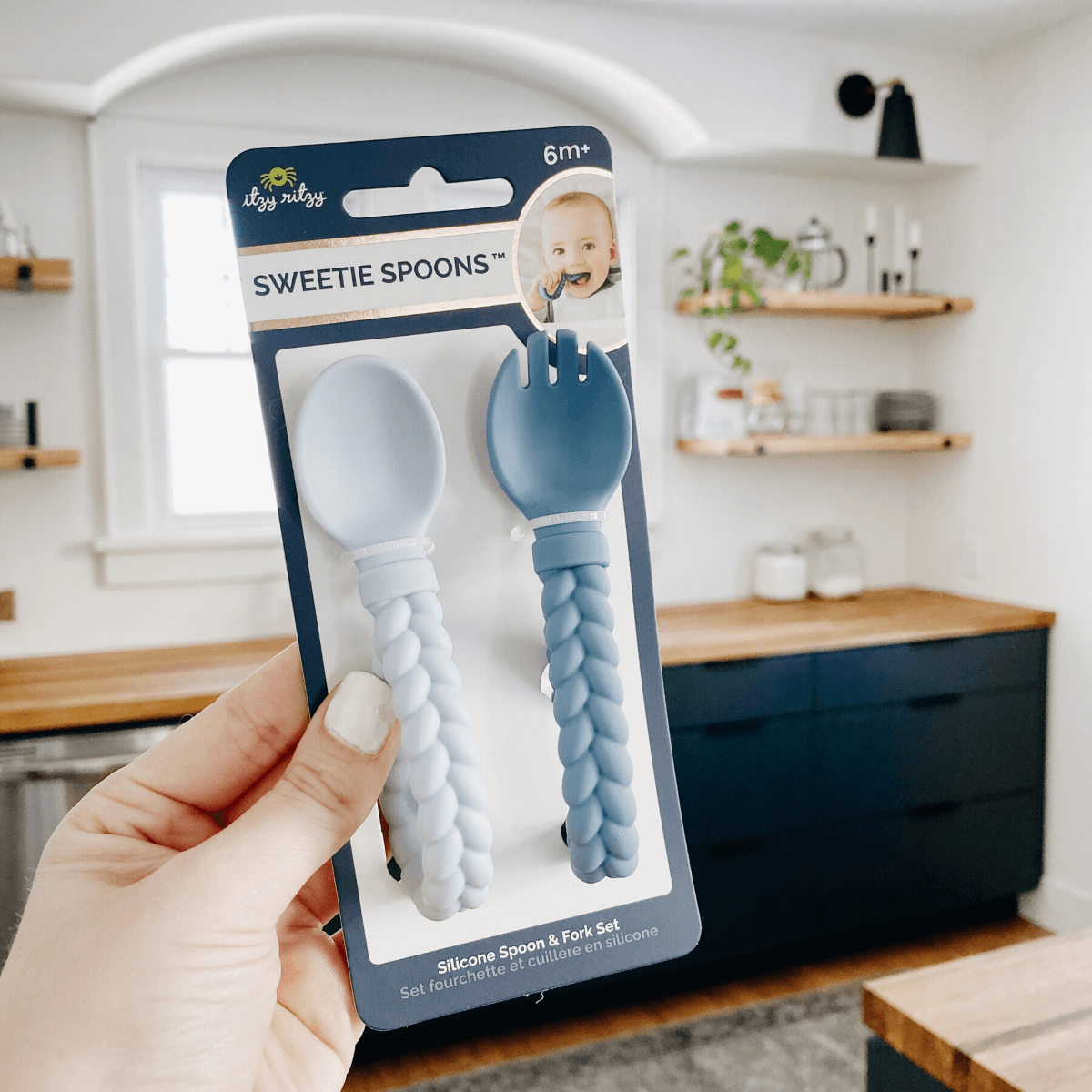 Cyber Sweetie Spoons™ - Silicone Baby Fork + Spoon Set Feeding & Breastfeeding Itzy Ritzy® Blue 