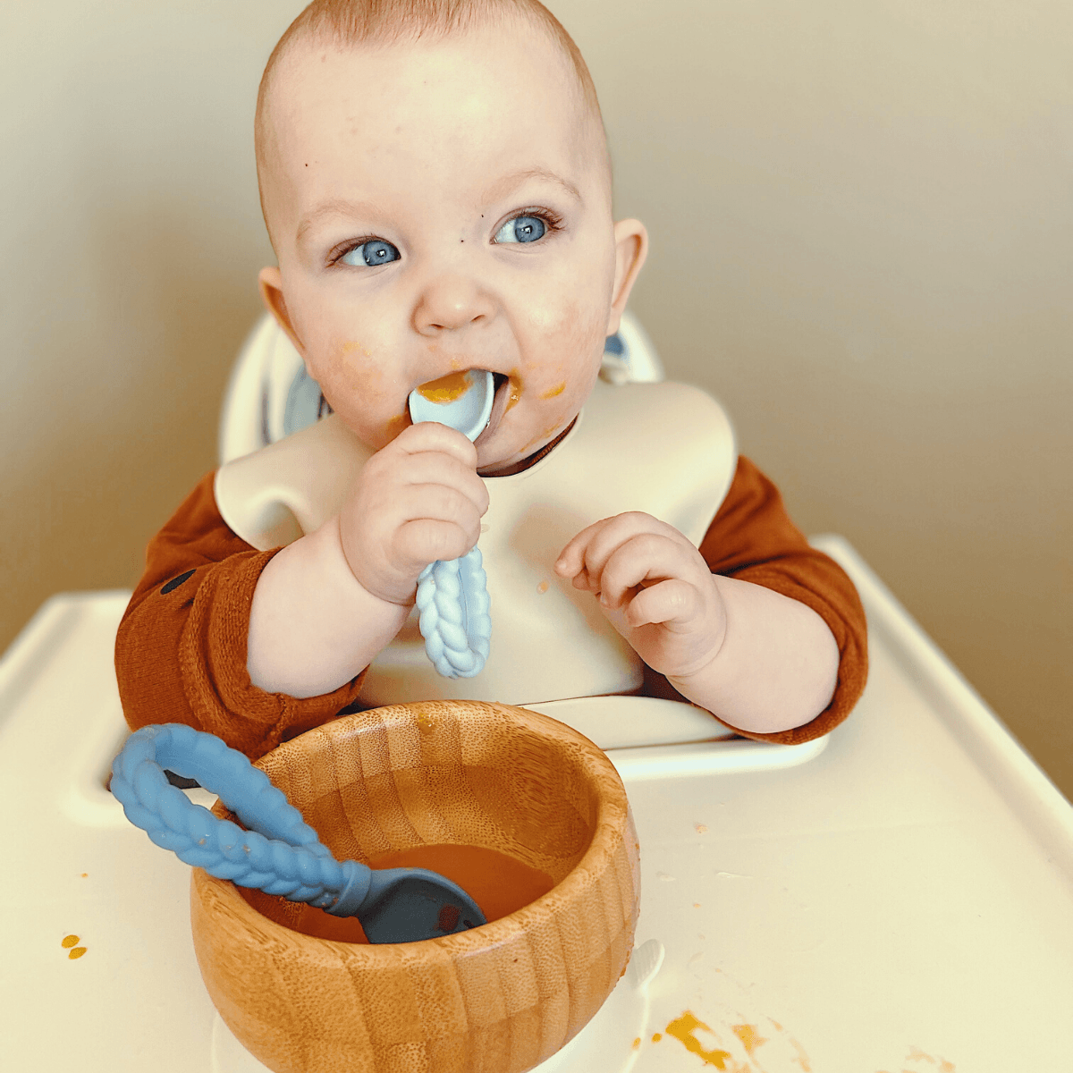 Cyber Sweetie Spoons™ - Silicone Baby Fork + Spoon Set Feeding & Breastfeeding Itzy Ritzy® Blue 