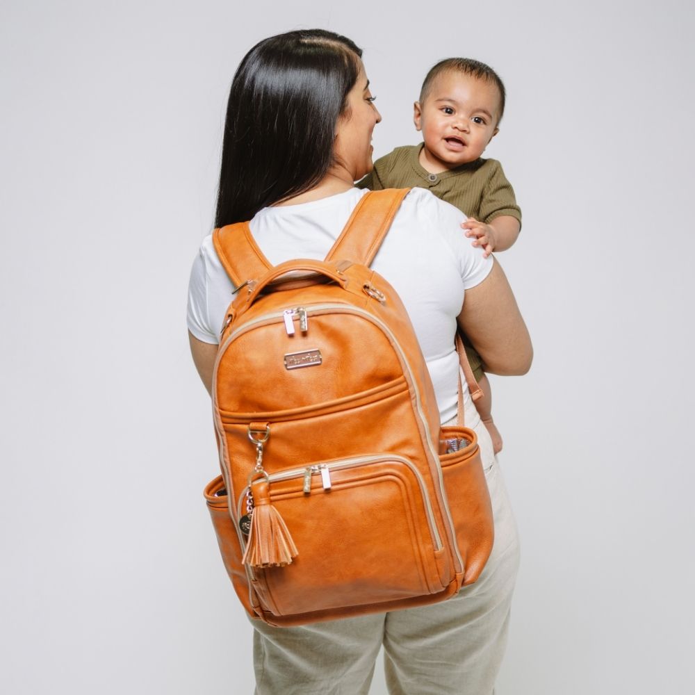 Cyber Boss Plus™ Large Diaper Bag Backpack Diaper Bags Itzy Ritzy® Cognac