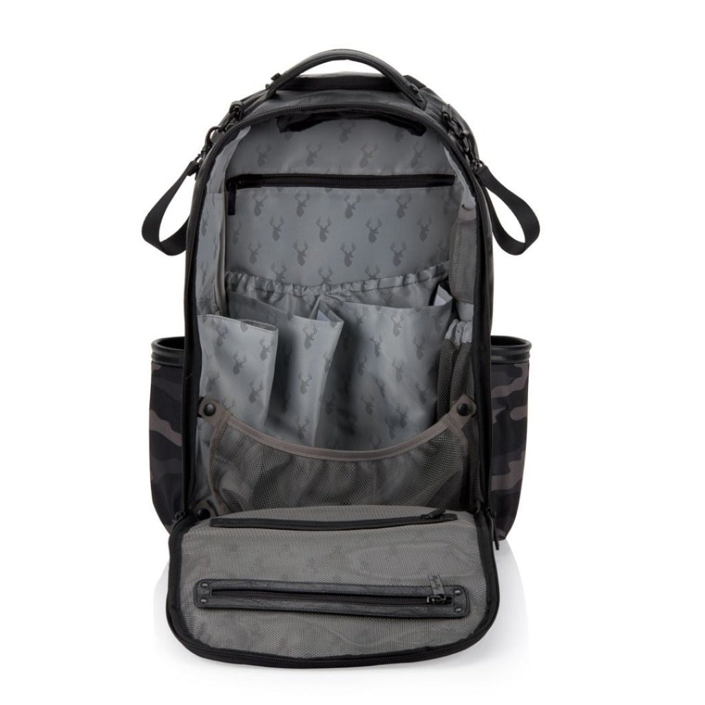 Chelsea + Cole for Itzy Ritzy Crossbody Diaper Bag - Includes 6 Pockets, Changing Pad & Tassel Black with Sweetheart Print