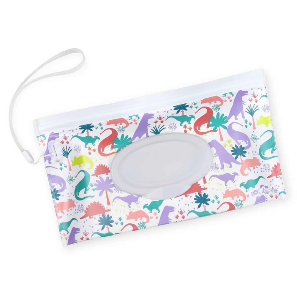 Cyber Take & Travel Pouch™ Reusable Wipes Case Diaper Bag Accessories Itzy Ritzy® Darling Dinos 