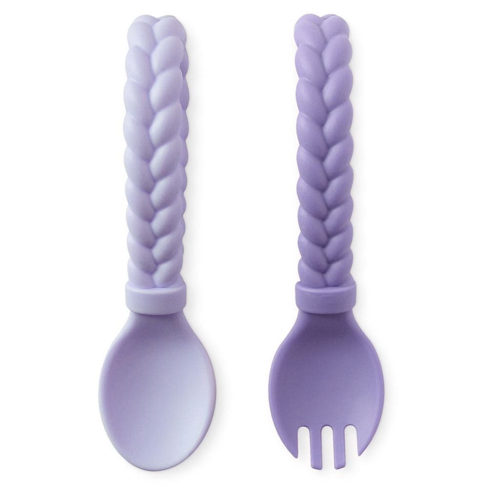 Cyber Sweetie Spoons™ - Silicone Baby Fork + Spoon Set Feeding & Breastfeeding Itzy Ritzy® Amethyst & Purple Diamond 