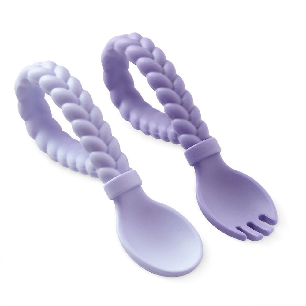 Cyber Sweetie Spoons™ - Silicone Baby Fork + Spoon Set Feeding & Breastfeeding Itzy Ritzy® Amethyst & Purple Diamond 