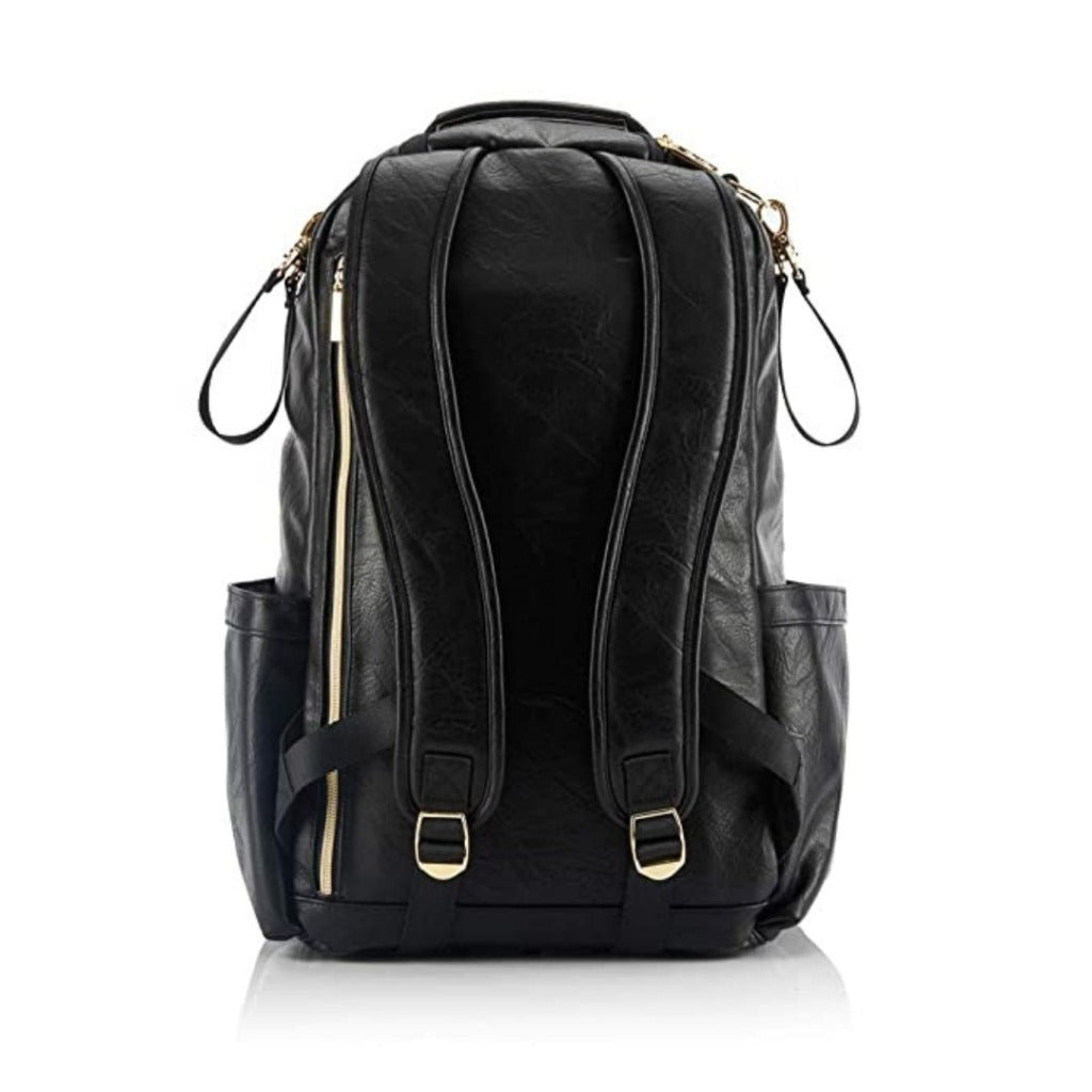 Chelsea + Cole for Itzy Ritzy Mini Diaper Bag Backpack - Studded Mini Diaper Bag Backpack with Changing Pad, 8 Pockets, Rubber Feet & Tassel Caramel