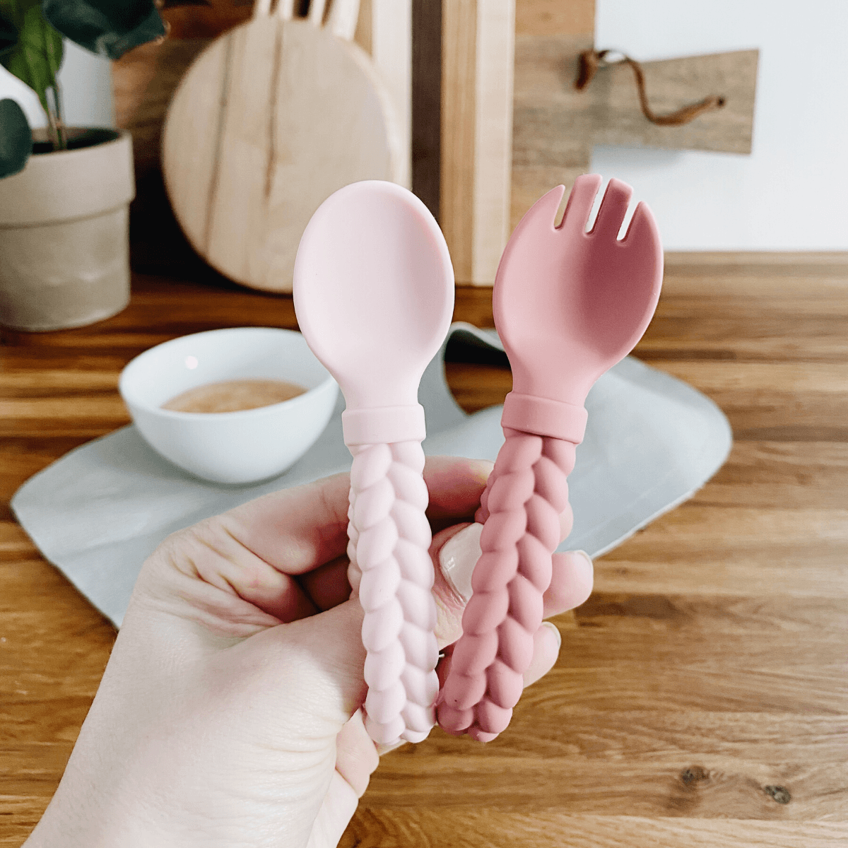 Cyber Sweetie Spoons™ - Silicone Baby Fork + Spoon Set Feeding & Breastfeeding Itzy Ritzy® Pink 