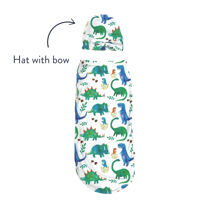 Cutie Cocoon™ - Baby Cocoon & Hat Set Cocoons Itzy Ritzy Dino with Bow